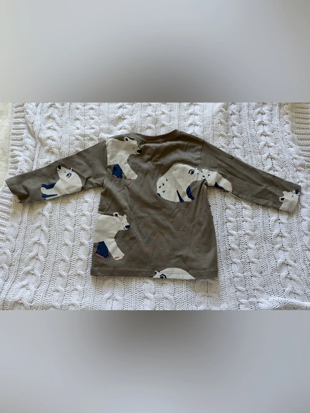 Zara- Kids Long-Sleeve Polar Bear Print Shirt - Gray